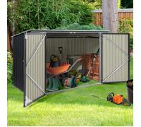 IDMarket – Abri de jardin en métal verrouillable multi-rangement pour vélos, outils, poubelles Gris