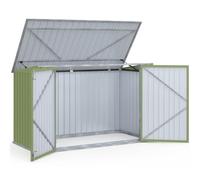 IDMARKET Abri de jardin en métal vert olive verrouillable multi-rangement pour stockage vélos, outils, poubelles