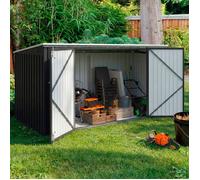 IDMARKET Abri de jardin XXL en métal gris anthracite verrouillable multi-rangement pour stockage vélos, outils, poubelles