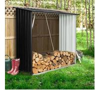 IDMARKET Abri de stockage 2 m³ gris en acier galvanisé pour bûches