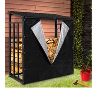 IDMARKET Abri de stockage en acier galvanisé pour bûches L.190 cm avec housse de protection 150 gr