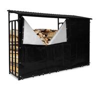IDMarket - Abri de stockage en acier galvanisé pour bûches L. 274 cm - Housse 150 g noire