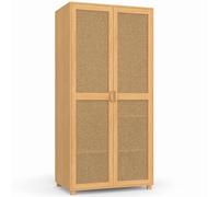 IDMarket Armoire 2 portes EDHEN bois et cannage penderie 80 cm avec étagères de rangement