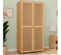 IDMARKET Armoire 2 portes EDHEN bois et cannage penderie 80 cm avec étagères rangement