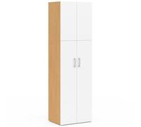 IDMarket - Armoire 2 Portes Juliana Blanc et Bois penderie 50 cm avec étagère
