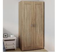 IDMarket – Armoire 2 portes VITO hêtre penderie 80 cm avec étagères maxi capacité