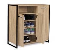 IDMarket Armoire à chaussures Luis – 18 paires, 3 portes avec niche, design industriel