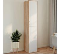 IDMarket - Armoire de Bureau 180 cm Multifonction Sylvia Blanc et Bois 1 Porte 3 étagères