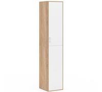 IDMarket - Armoire de Bureau 180 cm Multifonction Sylvia Blanc et Bois 1 Porte 3 étagères
