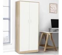 IDMARKET Armoire de bureau MARIA 190 cm multifonction bois et blanc 2 portes 4 étagères