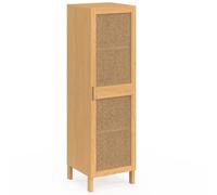 IDMarket - Armoire de Rangement EDHEN 1 Porte 3 étagères Bois et cannage