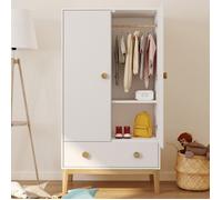 IDMARKET Armoire enfant 2 portes JACOB avec tiroir blanc et bois