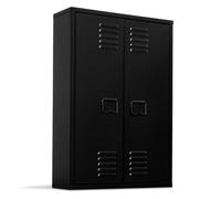 IDMarket - Armoire Murale Ester 2 Portes métal Noir Design Industriel