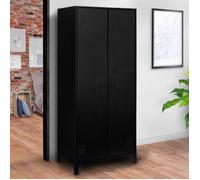 IDMARKET Armoire vestiaire penderie ESTER 2 portes métal noir design industriel