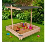 IDMarket Bac à sable Kids en bois avec toit ouvrant gris