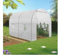IDMARKET Bâche de rechange 130 gr/m² pour serre tunnel 6m² blanche 2 sections ROMA