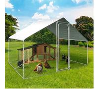 IDMARKET Bâche waterproof blanche 3,4x1.90 M 150 gr pour enclos poulaillers