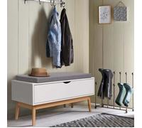IDMARKET Banc coffre d'entrée chaussures LEO bois blanc