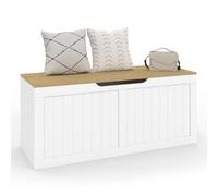 IDMarket - Banc Coffre Rangement 100 cm Leon Bois et Blanc