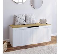 IDMarket - Banc Coffre Rangement 100 cm Leon Bois et Blanc