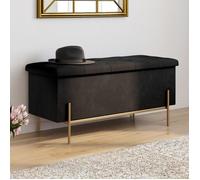 IDMarket - Banc Coffre Rangement Louis avec Pieds métal doré 100 cm Velours Noir