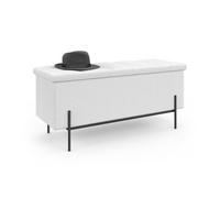 IDMarket - Banc Coffre Rangement Louis Tissu Bouclette Blanc