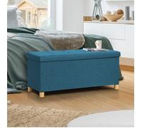IDMarket - Banc Coffre Rangement sur Pied 100 cm Tissu Bleu Canard