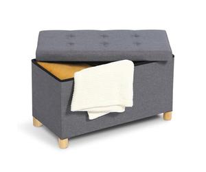 IDMarket - Banc Coffre Rangement sur Pied 76 cm Tissu Gris Anthracite
