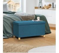 IDMarket - Banc Coffre Rangement sur Pieds 76 cm Tissu Bleu Canard