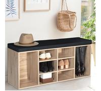 IDMarket – Banc d'entrée TEO pour chaussures avec coussin, bois façon hêtre