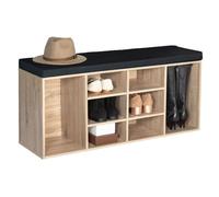 IDMarket - Banc d'entrée Chaussures avec Coussin TEO Bois façon hêtre