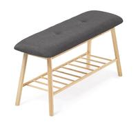 IDMarket - Banc d'entrée Chaussures capitonné Bambou Rita Tissu Gris foncé