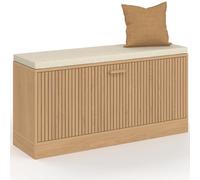 Banc d'entrée chaussures JULIETTE lattes tasseau bois coloris chêne Bois