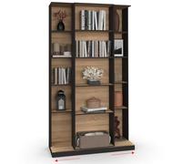 IDMarket Bibliothèque coulissante Alphonse 5 niveaux 15 niches Bois et Noir