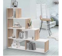 IDMarket - Bibliothèque escalier Lina Bois façon hêtre et Blanc
