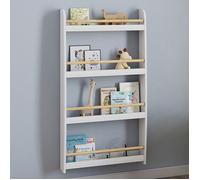 IDMARKET Bibliothèque murale enfant PAULETTE 4 étagères blanc et bois