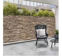 IDMARKET Brise vue occultant 1 x 10 M motif pierre marron 160 gr/m²