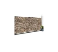 IDMarket - Brise Vue occultant 2 x 10 M Motif Pierre Marron 160 GR/m²