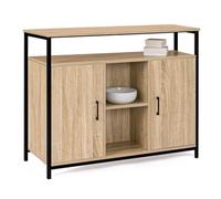 IDMarket – Buffet Detroit 100 cm 2 portes avec étagères design industriel (ref 15343)