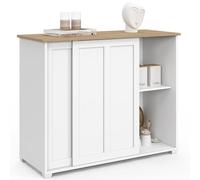 IDMarket - Buffet 100 cm Jango 2 Portes coulissantes Blanc et Plateau Bois