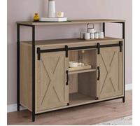 IDMARKET Buffet 100 cm QUEBEC 2 portes grange coulissantes design industriel