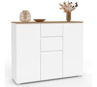 IDMarket - Buffet 100 cm Toby 3 Portes 2 tiroirs Blanc et Plateau Bois