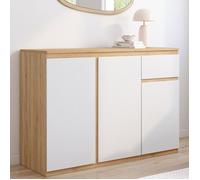 IDMarket - Buffet 100 cm TOMI 3 Portes et 1 tiroir Blanc et Bois