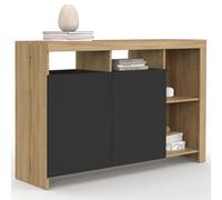 IDMarket - Buffet 110 cm Malo Bois façon hêtre et Portes Noires