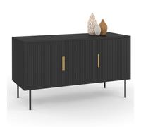IDMarket - Buffet 110 cm Marcel Noir 3 Portes Effet Lattes