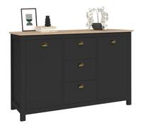 Buffet 130 cm ISIS campagne 2 portes et 3 tiroirs bois et noir Noir G