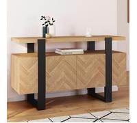 IDMARKET Buffet 140 cm CASSIUS 4 portes effet chevrons et noir