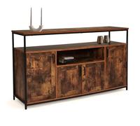 IDMarket Buffet DAYTON 140 cm 4 portes avec niche effet vieilli design industriel