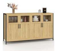 IDMarket - Buffet 140 cm Detroit 4 Portes avec vitrines Design Industriel