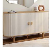 IDMARKET Buffet 140 cm KANEL 2 portes effet cannelé beige et bois